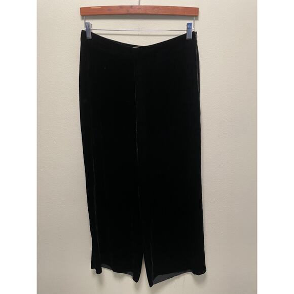 Trina Turk Womens Pants Size 4 Black Velvet Wide Leg High Rise Relaxed Witchy - Picture 1 of 10
